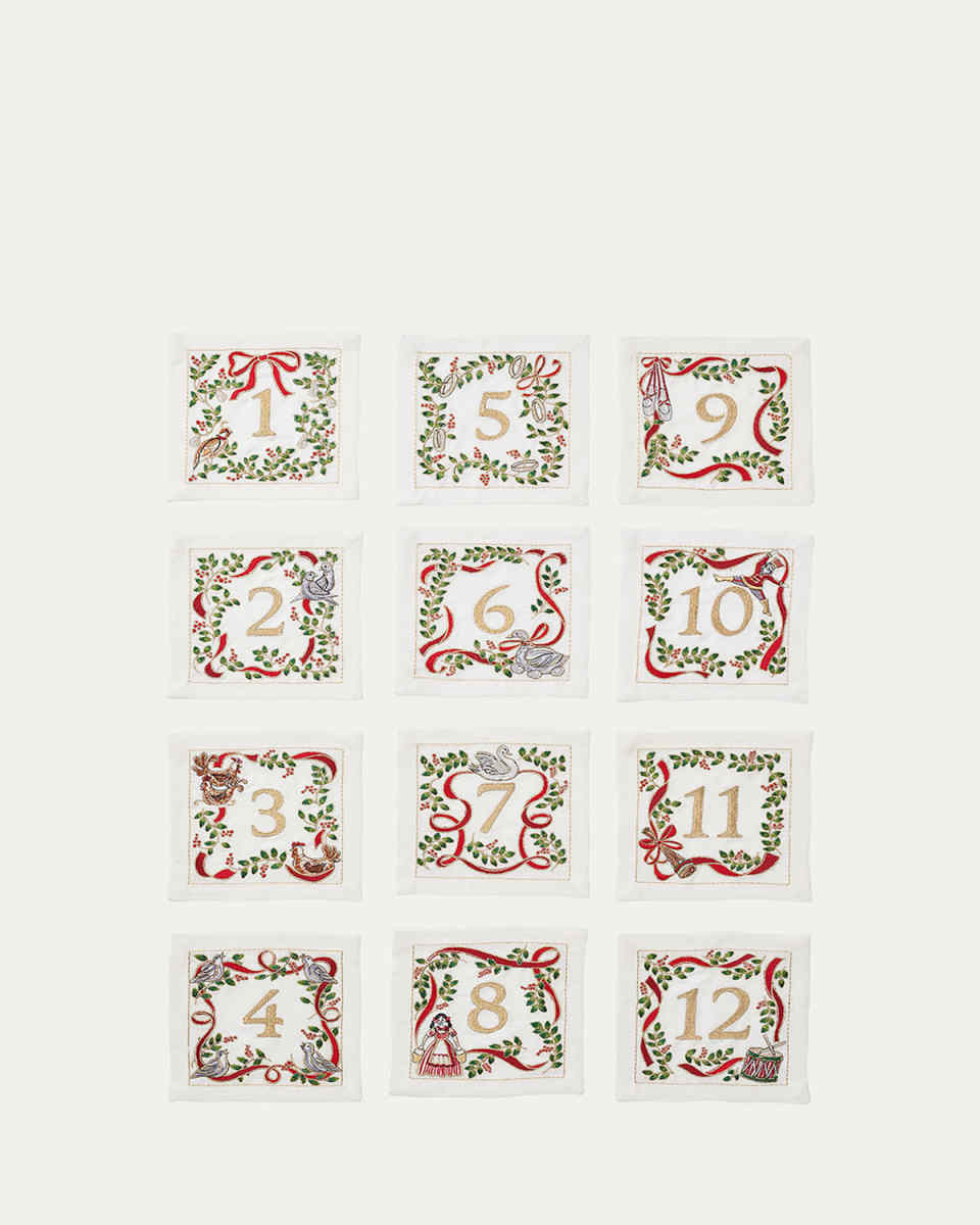 Christmas Carol Cocktail Napkins, Set of 12